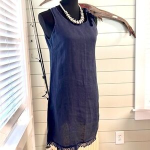 💙Bellambia, Italy, Linen Luxury Shift Dress, XS/S,Navy Blue, Beautiful Piece